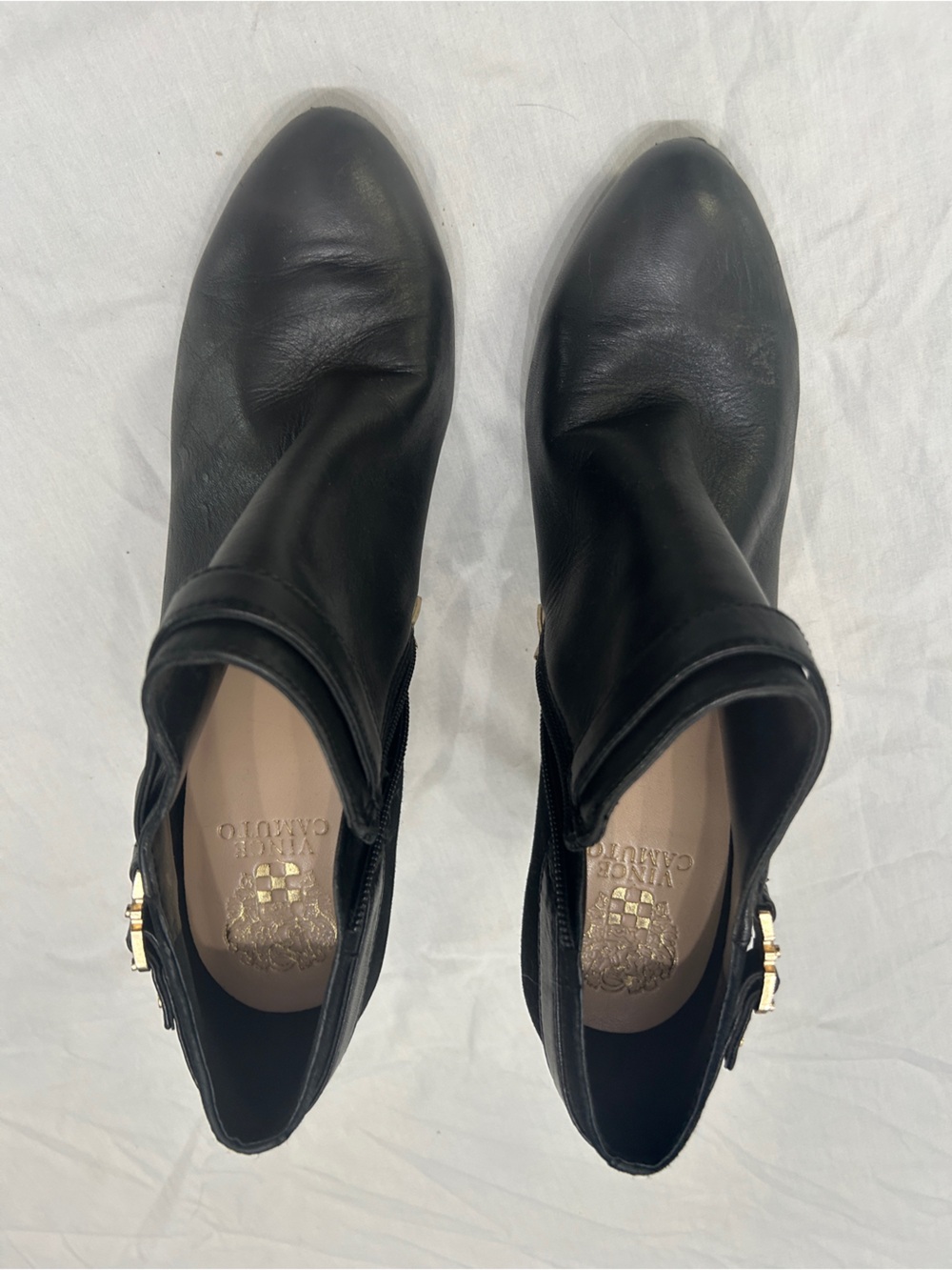 Women’s Vince Camuto Black Leather Heeled Ankle Boots Size 10
